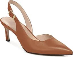 Slingback Pointed Toe Kitten Heel Pumps (Brown)