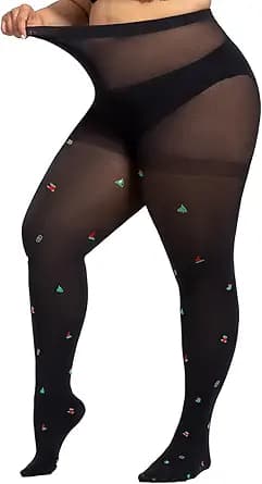Patterned High Waist Sheer Tights (Black)