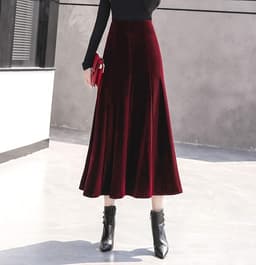 Vintage Velvet High Waist Skirt