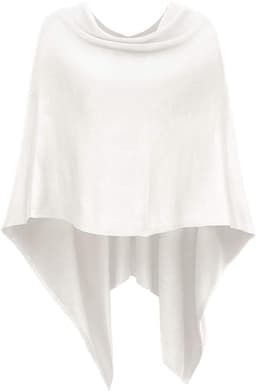 Solid Knit Short Asymmetric Wrap Poncho