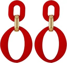 Acrylic Rectangle Statement Drop Earrings (Red)