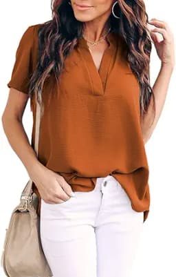V Neck Chiffon Tunic Blouse