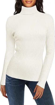 Turtleneck Ribbed Knit Sweater (Cream)