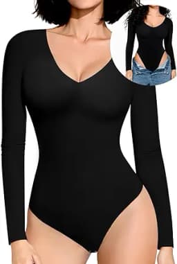 Long Sleeve Bodysuits V Neck Body Suits for Womens Bodysuit Shirts Going Out Tops