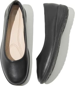Black Leather Dress Ballerina Flats