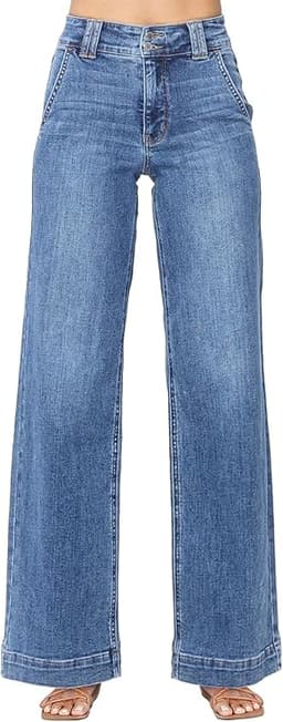 Wide Leg High Waisted Straight Leg Jean