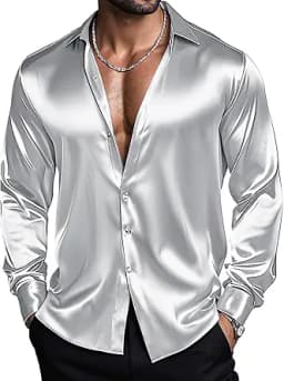 Grey Satin Dress Shirt