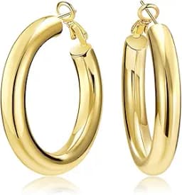 14K Gold Plated Chunky Hoop Earrings