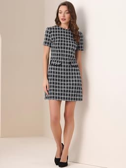 Allegra K Houndstooth Work Dress, Above The Knee Dress