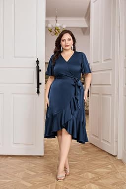 Midi Wrap Dress (Navy Blue)