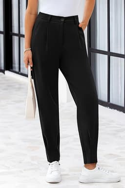 High Waisted Ankle Length Dressy Trousers
