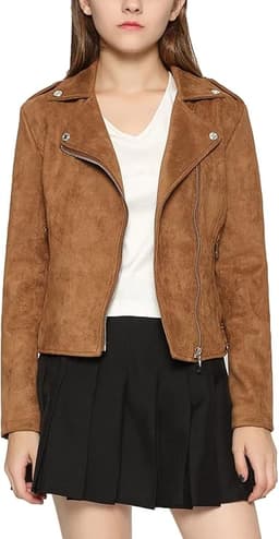 Faux Suede Leather Casual Jacket