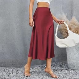 Satin Midi Skirt (Deep Burgundy)