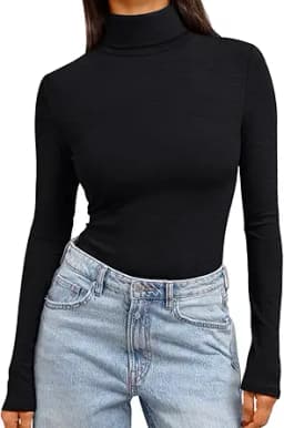 Turtleneck Long Sleeve Thermal Top (Black)
