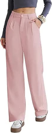 Wide Leg Thick Warm Pleated Trousers (Blush Pink)