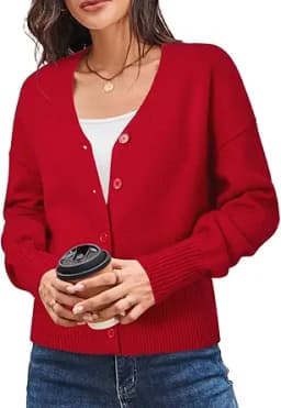 Newshows Women\'s Wool Blend Cardigan Sweaters 2025 Fall Fashion Lightweight Button Down V Neck Business Outfits