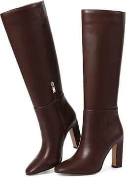 Knee High Block Heel Boots (Chocolate Brown)