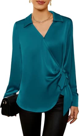 Satin Silk Blouses Wrap