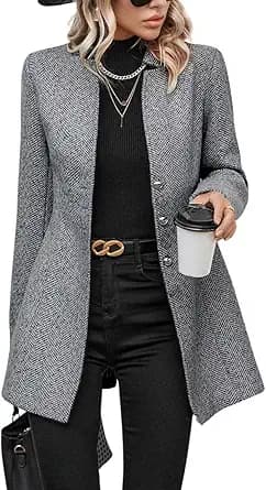 Stand Collar Single-Breasted Wool Coat (Grey)