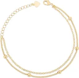 Gold Chain Link Pearl Bead Layering Bracelet