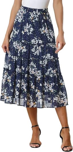 Floral A-line Skirt Chiffon