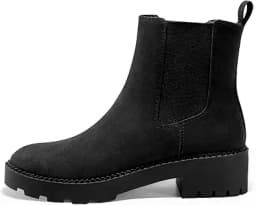 Platform Chunky Low Heel Chelsea Boots (Black)