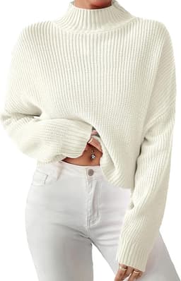Chunky Pullover Sweater Top (White)