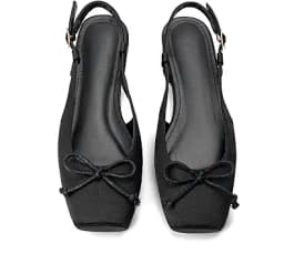 Square Toe Bow Knit Ballet Flats