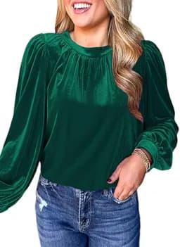 Puff Sleeve Ruched Velvet Tunic