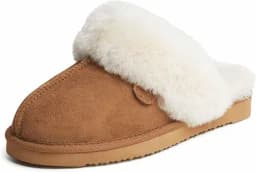 Fireside by Dearfoams Women\'s Fireside Sydney Shearling Fur Indoor/Outdoor Scuff Slipper With Wide Widths