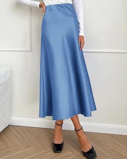 Long Satin Silk Midi Skirt