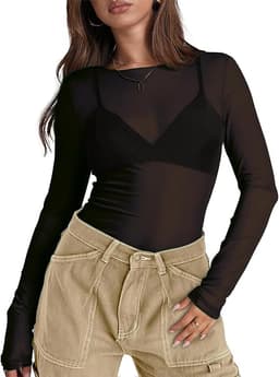 Womens Mesh Sheer Tops