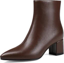 Pointed Toe Chunky Block Heel Booties