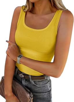 Women's Sleeveless Scoop Neck Fitted Tank Top
