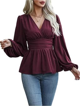 Women's Wrap Tops V Neck Blouse