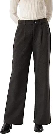 Wool Blend Wide Leg Trousers (Grey)