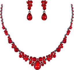 Rhinestone Crystal Elegant Necklace Earrings Set