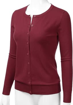 Women's Crewneck Knit Cardigan Sweater