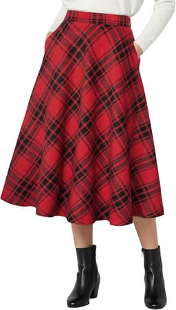 Women Plaid Skirt with Pockets