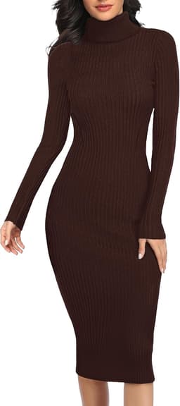 Stretchable Knitted Long Sleeve Sweater Dress