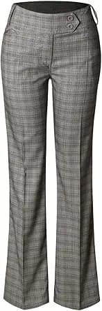 Relaxed Boot-Cut Tailored Pants (Plaid)