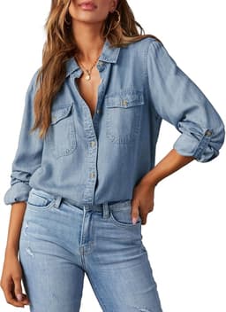 Women Button Down Denim Shirts