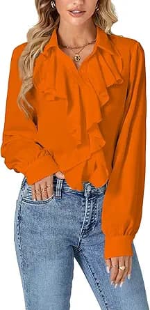 Ruffle Collar Button Down Blouse