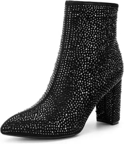 Chunky Heel Pointed Toe Ankle Booties (Studded)