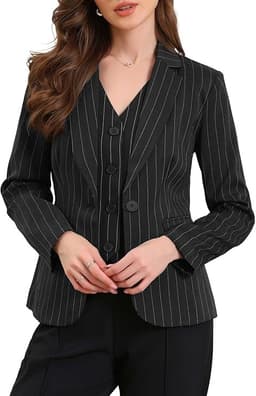 Black Pinstripe Blazer For Women