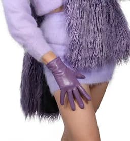 DooWay Women Real Leather Gloves Imported Goatskin Leather Wrist Short Classic Winter Warm Lining Dress Party Driving Gloves