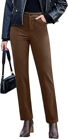High Waisted Straight Leg Corduroy Pants (Brown)