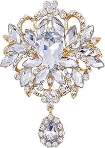 Crystal Rhinestone Bouquet Brooch Pin (Brown)