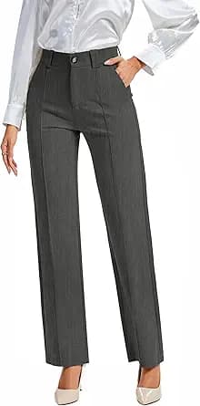 Stretch High Waisted Dress Pants (Grey)