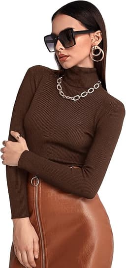 Ribbed Knit Sweater (Mocha Brown)